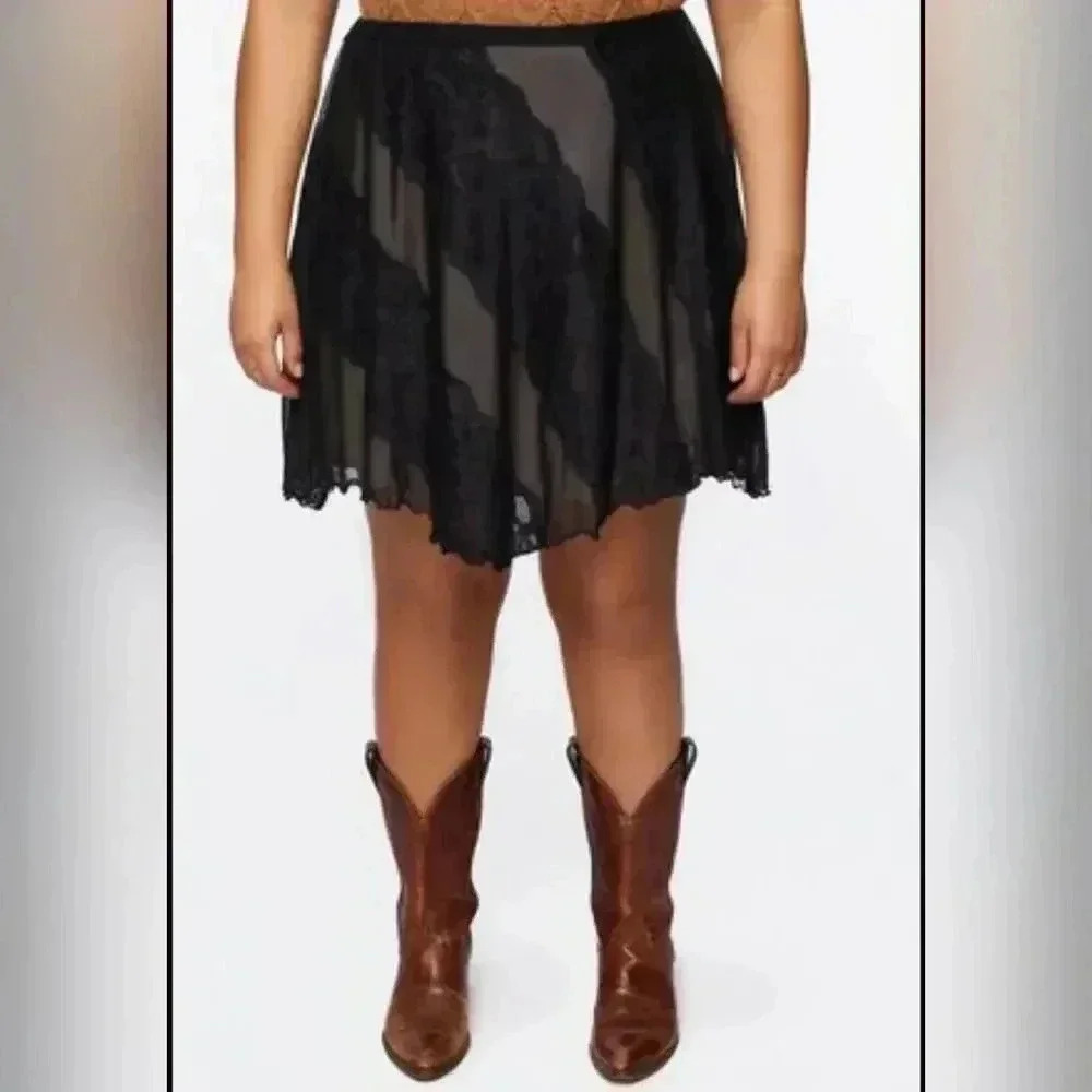 Forever21 Skirt Whimsy Goth Lace Mesh Lingerie Black  L